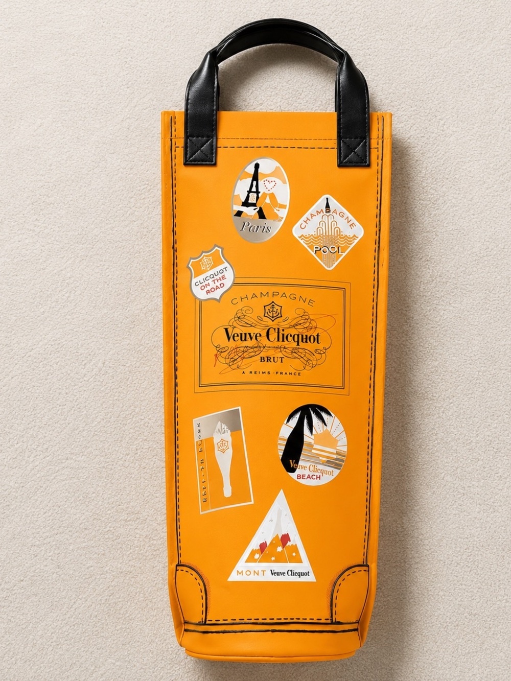 Veuve Clicquot Champagne Bottle Carrier Insulated Wine Tote Orange